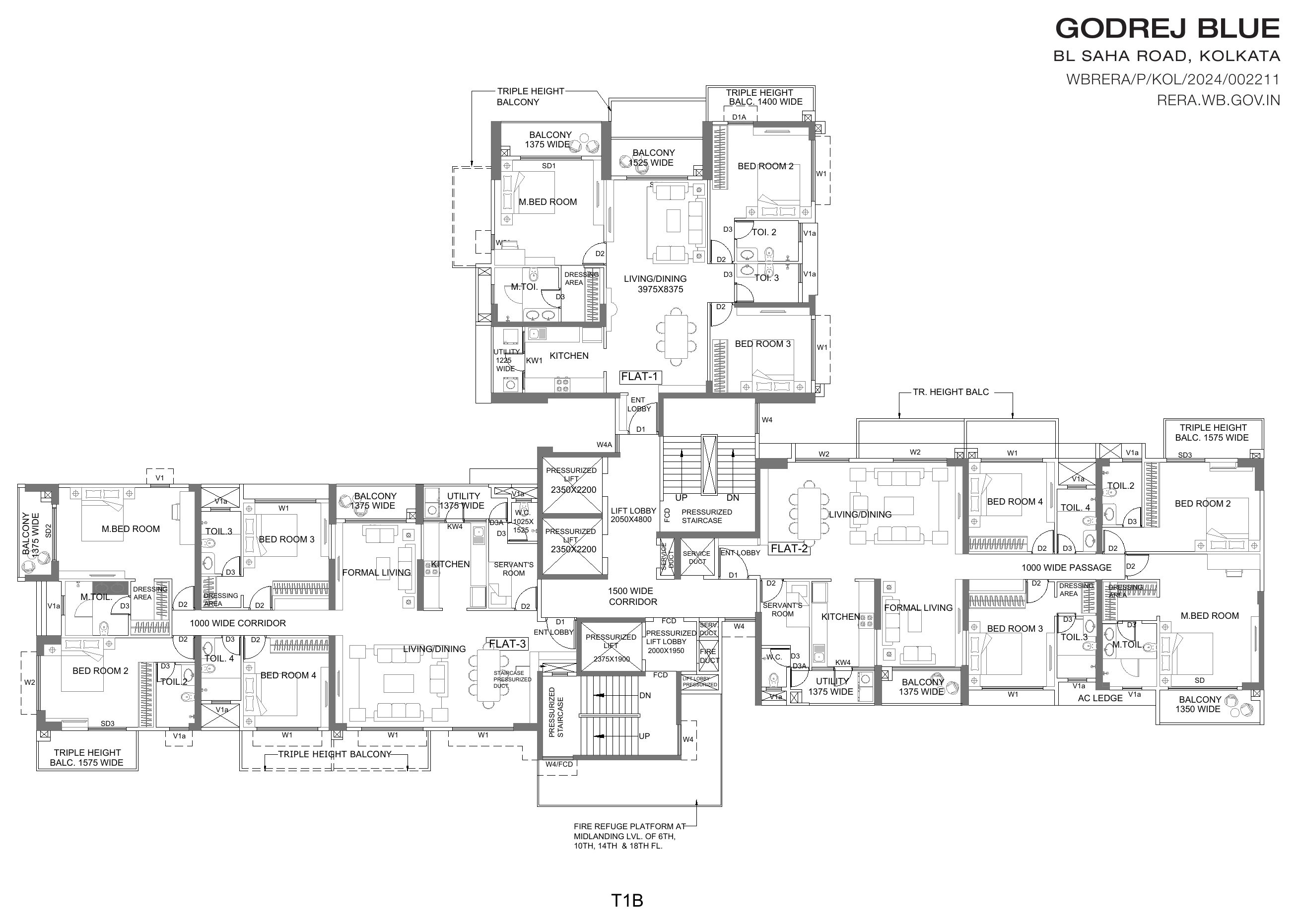 4 BHK plus servant approved tower-plan preview